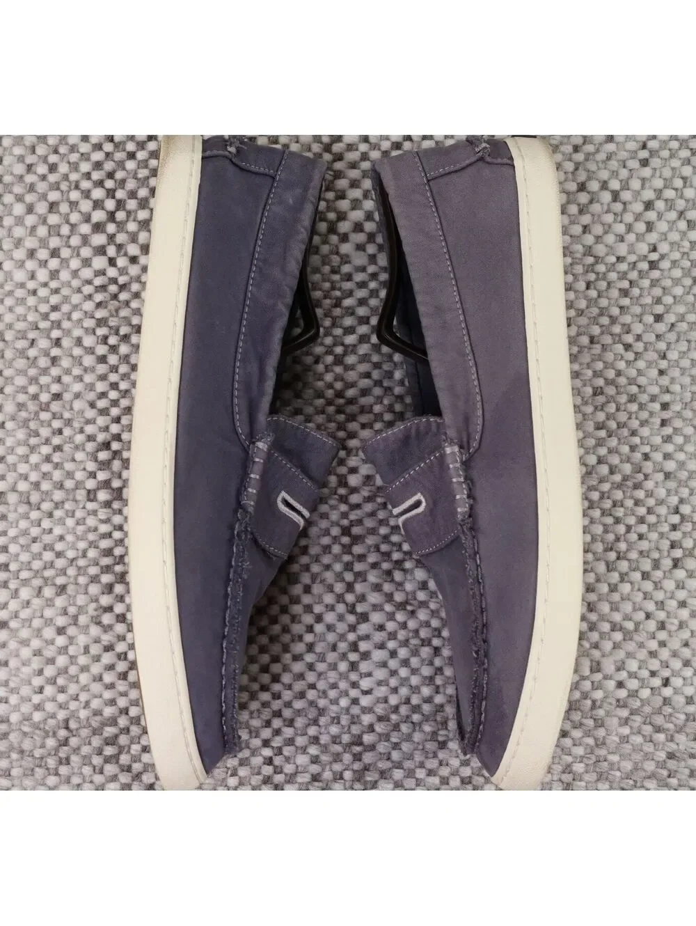 Johnnie-O Canvas Penny Loafers Mens 12M Grey Blue Coastal Casual Preppy Slip On